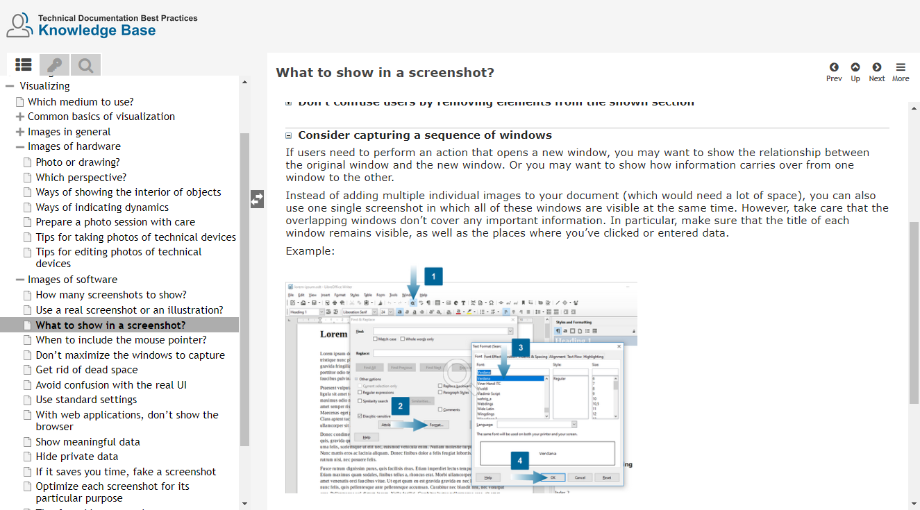 Example page of the Technical Documentation Best Practices Knowledge Base