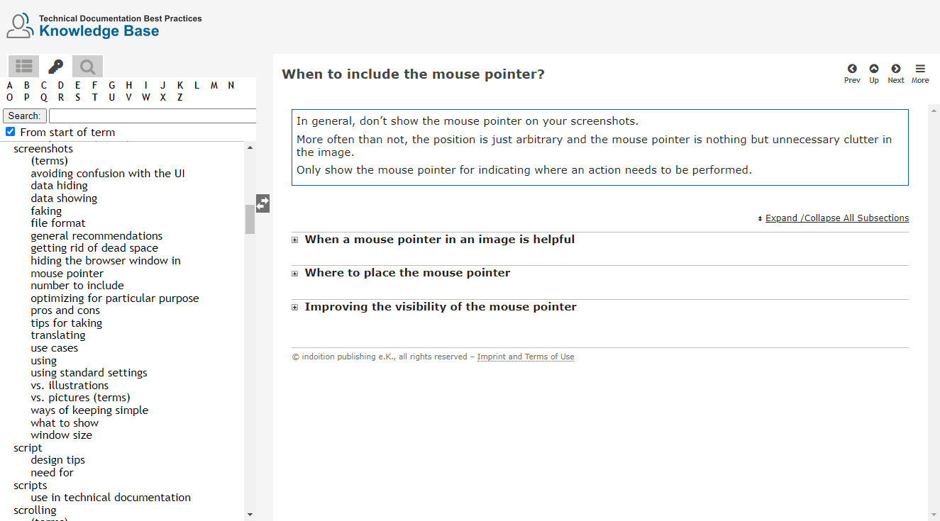 Example page of the Technical Documentation Best Practices Knowledge Base