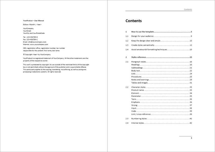 Sample: Table of contents