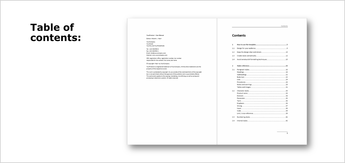 Technical Documentation Template: Table of contents